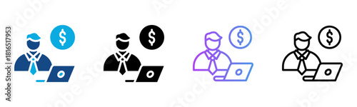 Freelance Icon Multiple Style Vector Illustration
