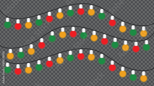 Vector illustration of colorful string lights christmas festive holiday decorations