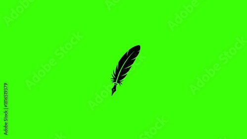 Quill Pen Icon Silhouette Animation on Green Screen 4K Motion Graphic