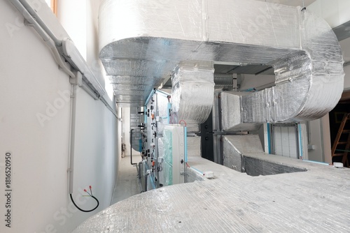 Stainless pipe ventilation and heating in a large building