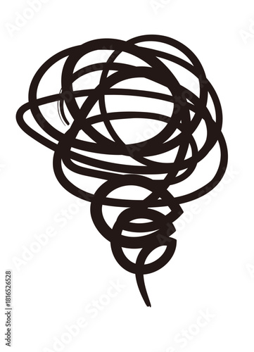 ぐるぐる、モヤモヤのマーク。不安、悩み、困惑などのネガティブな感情のアイコン。ベクターイラスト素材。