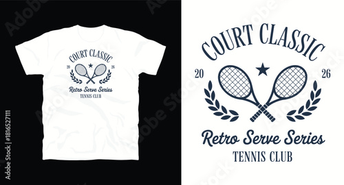 Court classic tennis club t shirt design concept
