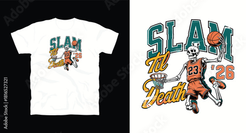 Slam till death basketball player t shirt design