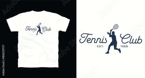 Tennis club logo with silhouette of player