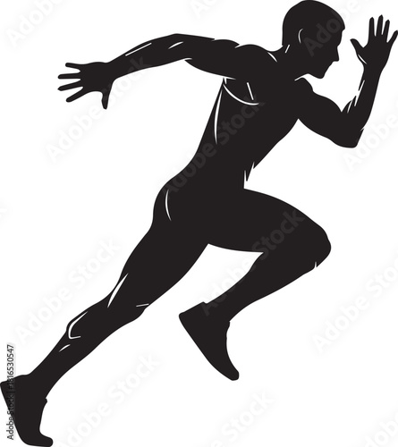 Silhouette of a muscular male athlete running at full speed