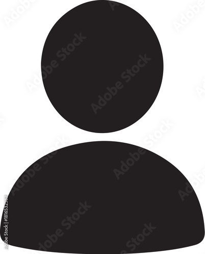 Simplified black silhouette icon representing a generic user profile or person, perfect for website interfaces, application design, and digital identification systems