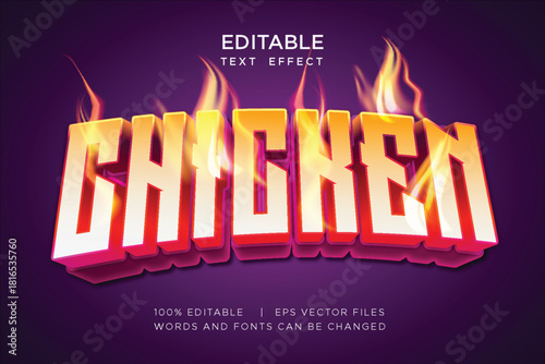 editable chicken text effect with fire decoration	