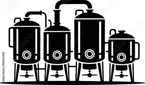 brewing tanks silhouette vector illustration