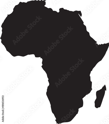 Black silhouette of the continent of africa on a white background