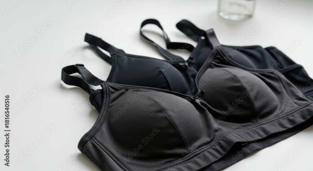 Naklejka premium Bras arranged on a clean surface showcasing everyday lingerie options and variety