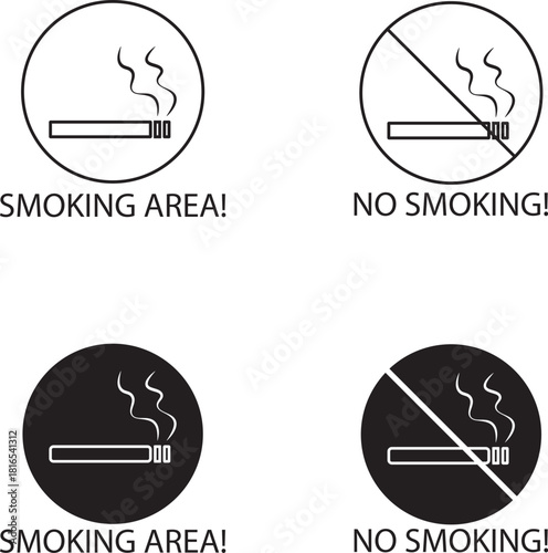 smoking icon. smoking area icon. no smoking icon. 