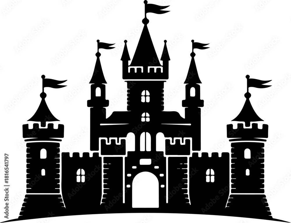 Obraz premium Magnificent Medieval Castle silhouette vector illustration