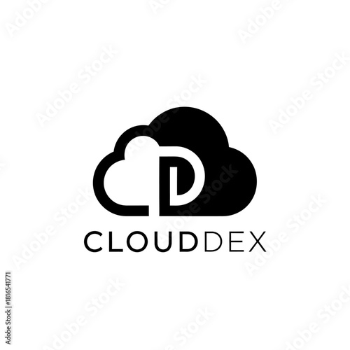 CloudDex logo design featuring a cloud and the letter D representing cloud computing.