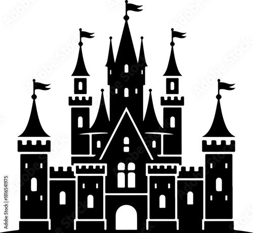 Magnificent Medieval Castle silhouette vector illustration