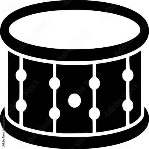 Rhythmic Resonance: A solitary drum, standing as a testament to the primal power of music, its form rendered in striking black and white