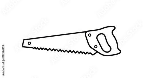 Hand Saw Tool Line Art Isolated with Minimal.