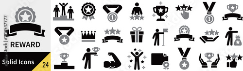 ベクターのリワードに関するシルエットアイコンセット
