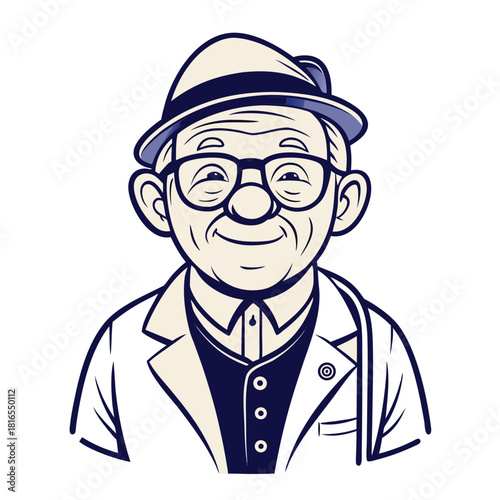 Cartoon doctor character with a stethoscope standing and smiling