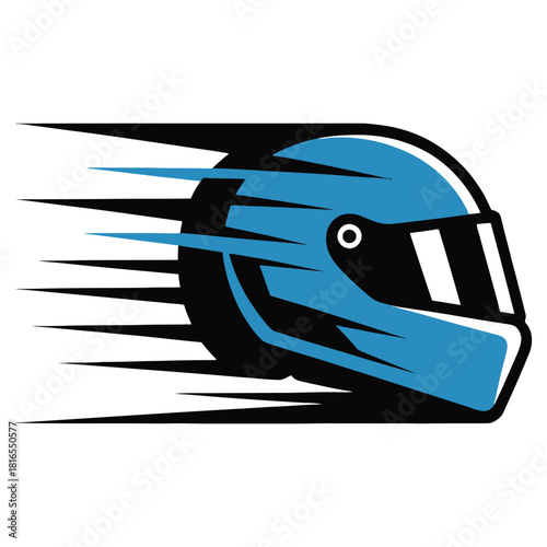 Speedy blue racing helmet isolated on white background conveys the thrill of motorsport and competitive driving