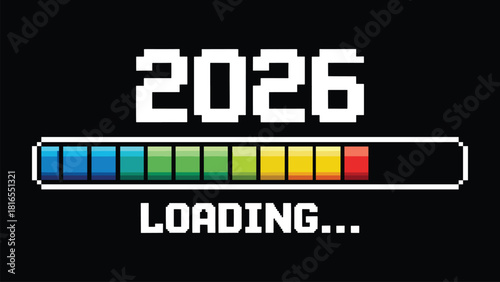 2026 Loading – Pixel Progress Bar Retro Gaming Design