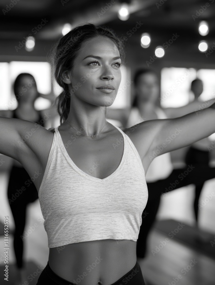 Fototapeta premium Woman doing yoga in studio