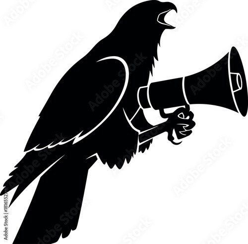 Bird of prey with megaphone