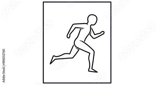 Running Man Icon with Line Art, and Isolated.