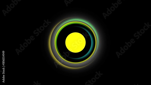 Abstract Rotating Concentric Circles with Yellow Center