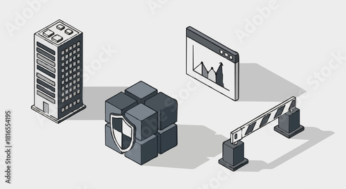 Secure Investments and Safe Transactions Isometric Business Icons
