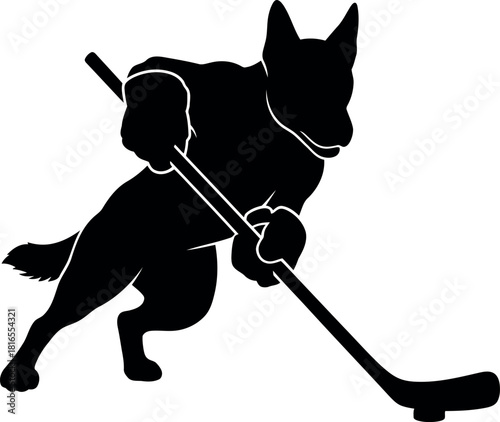 German shepherd hockey player silhouette