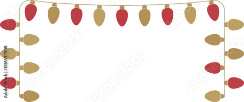 Festive string of decorative holiday lights, red and gold, simple