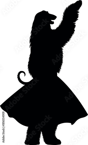 Elegant afghan hound silhouette dancing