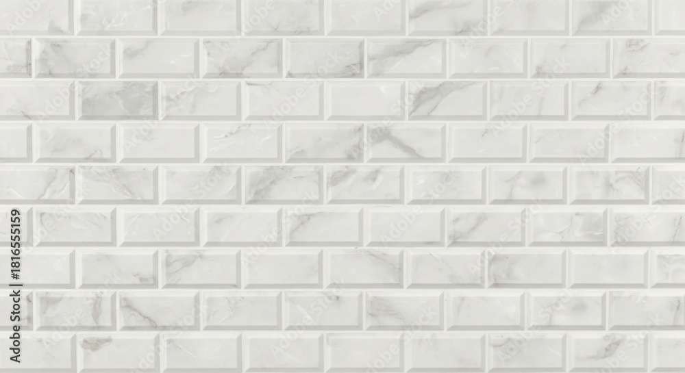 Naklejka premium Subtle marble pattern on white subway tiles background