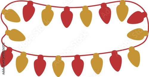 Festive red and gold holiday string lights frame decoration