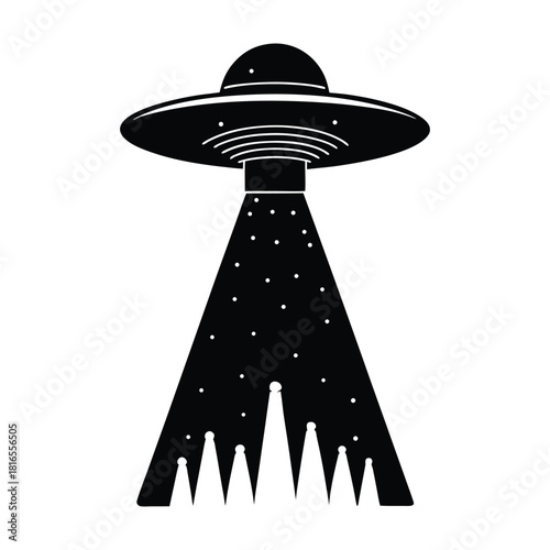 Retro Spaceship Silhouette Vector 