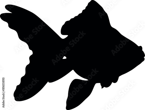 Black goldfish silhouette simple aquatic icon