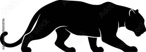 Black panther silhouette powerful predator wildlife icon