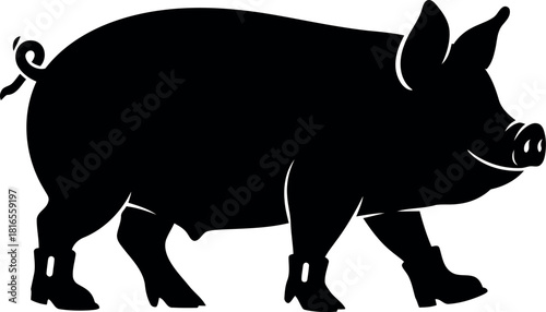 Black pig silhouette farm animal icon