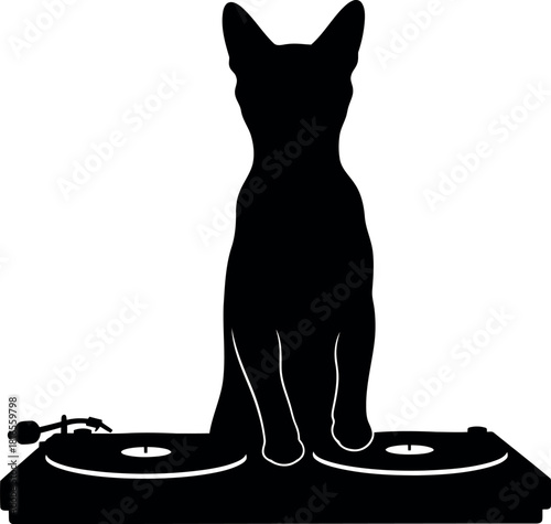 Dj cat silhouette music party animal
