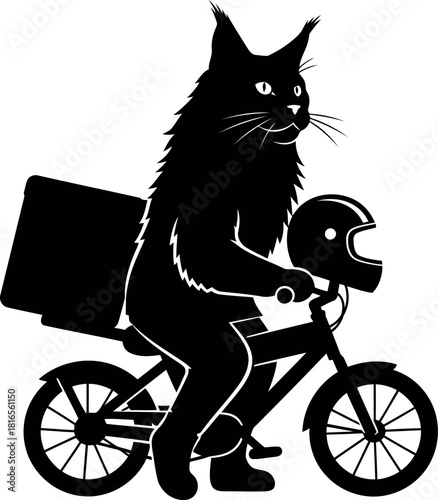 Delivery cat on bike with cargo box