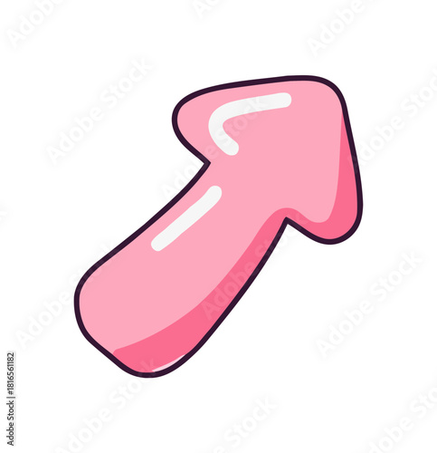 Single Cute Candyland Pastel Pink Arrow Icon Pointing Up-Right Direction for Interface Design and Navigation Elements