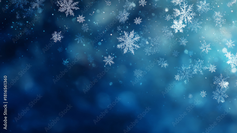 Fototapeta premium Peaceful falling snow with bokeh lights