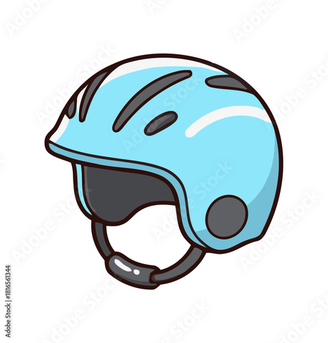Single Adorable Candyland Pastel Blue Sports Helmet Icon for Safety, Protection, and Active Lifestyle