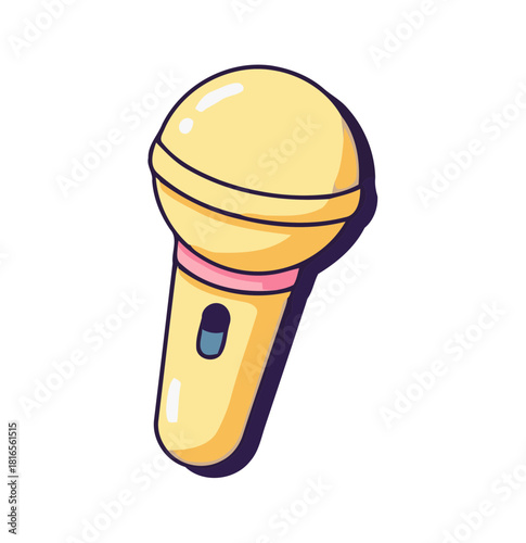 Adorable Pastel Color Microphone Icon for Karaoke, Singing, Voice Recording, or Podcast Equipment Illustration