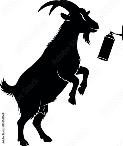 Graffiti goat silhouette spray paint art