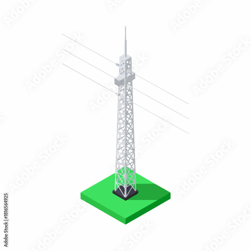 Tall slim steel tower carrying lightweight cables