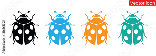 Colorful ladybug icons for spring designs and playful decorations,Ladybug icon set. flat illustration of vector icon,hand drawn ladybug logo design