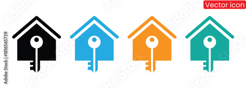 Colorful home security icons for real estate and insurance needs,Home lock icon graphic design vector illustration