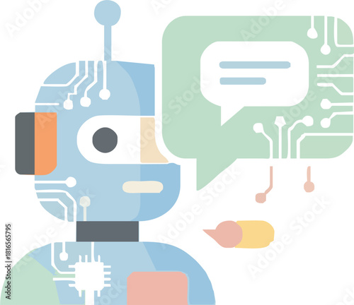 Engaging AI chatbot sending messages with advanced technology, a modern digital assistant communicating insights, perfect for tech company branding