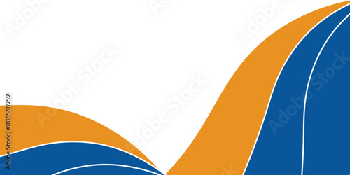 Abstract orange and blue banner background. Graphic design banner pattern background template with dynamic curve shapes. Suit for business, cover, header, wallpaper, corporate, website, flyer